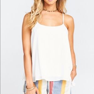 SMYM White Crisp Carson Top NWT